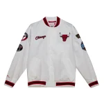 Chicago Bulls City Collection White Satin Varsity Jacket