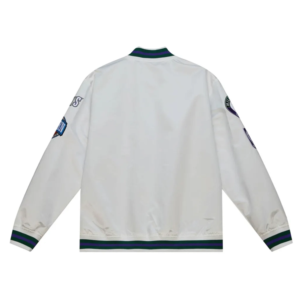 City collection milwaukee bucks white bomber jacket
