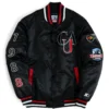 Clark atlanta panthers full snap satin black jacket
