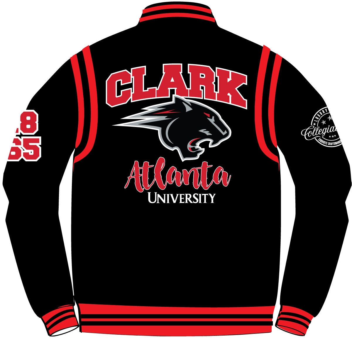 Clark atlanta panthers full snap wool bomber jacket