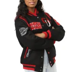 Clark Atlanta Panthers Full-Snap Black Wool Jacket