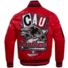 Clark atlanta panthers homecoming red rib knitted satin varsity jacket
