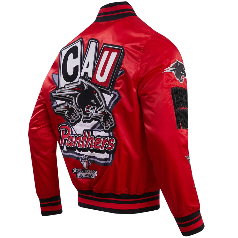 Clark atlanta panthers homecoming red satin varsity jacket