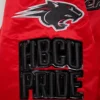 Clark atlanta panthers homecoming rib knitted red satin jacket