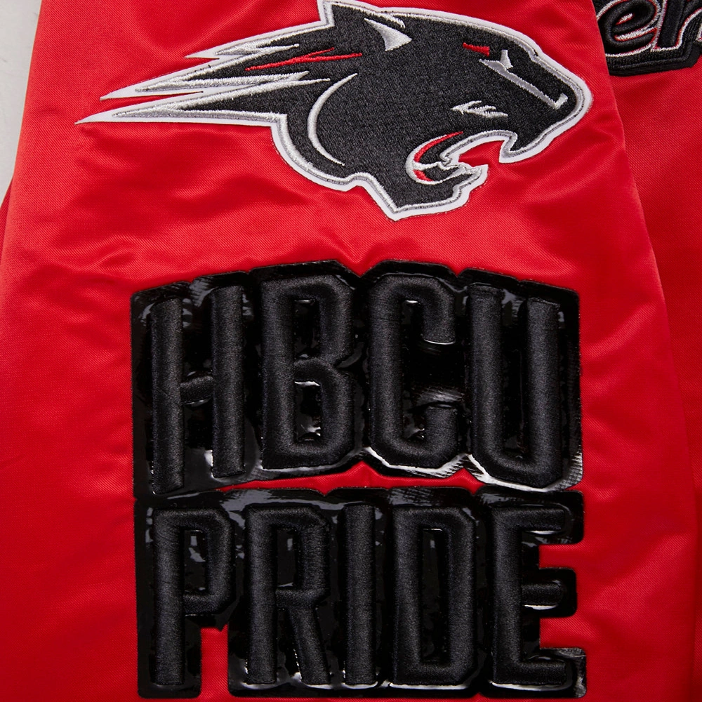 Clark atlanta panthers homecoming rib knitted red satin jacket