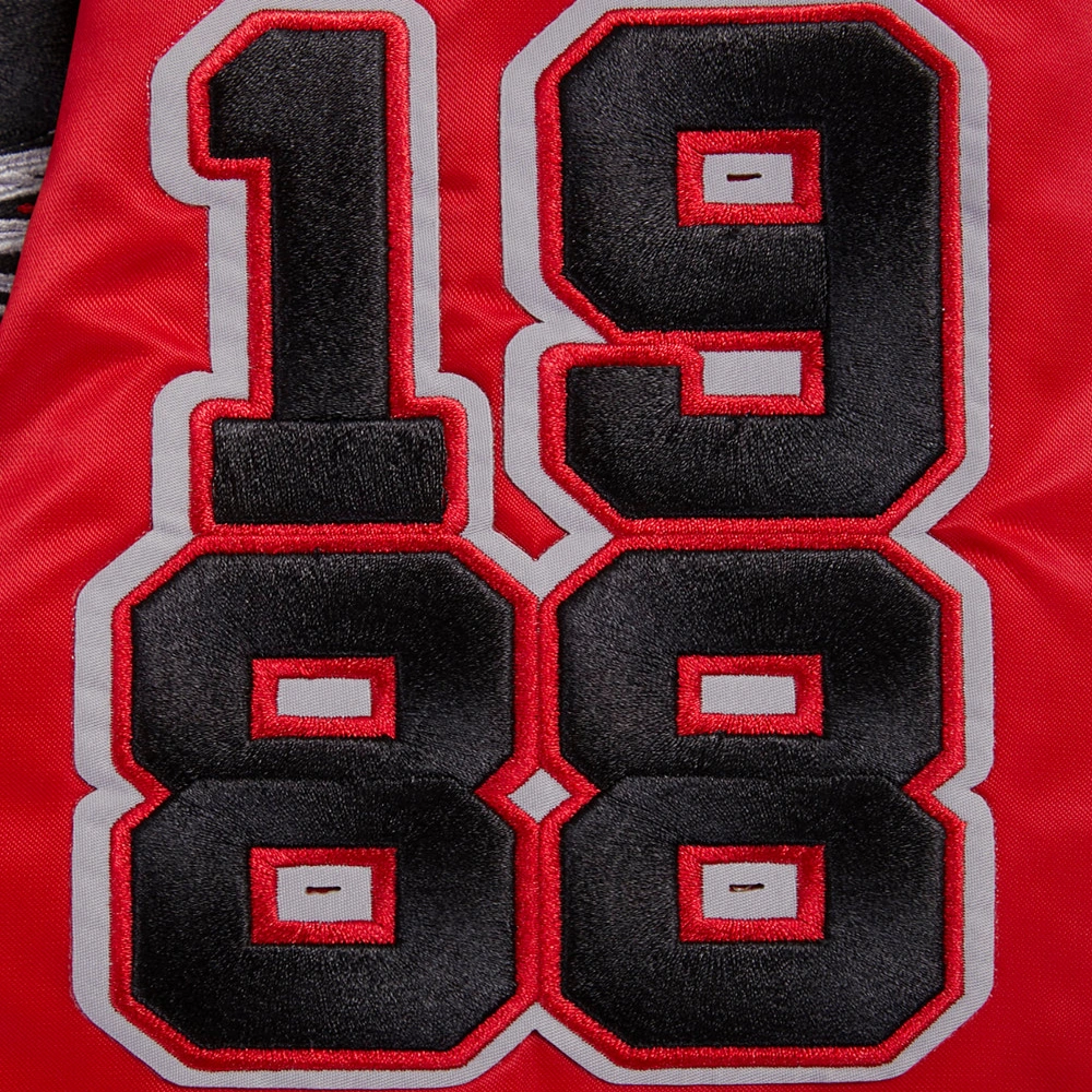 Clark atlanta panthers homecoming rib knitted red satin varsity jacket