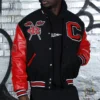 Clark atlanta panthers remix full snap wool varsity jacket