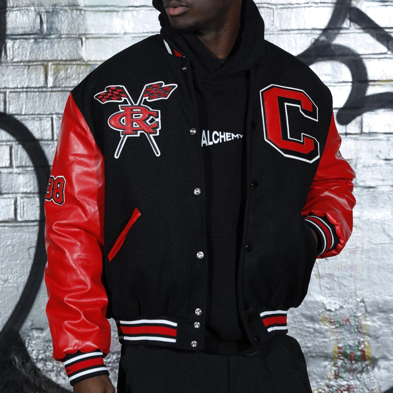 Clark atlanta panthers remix full snap wool varsity jacket