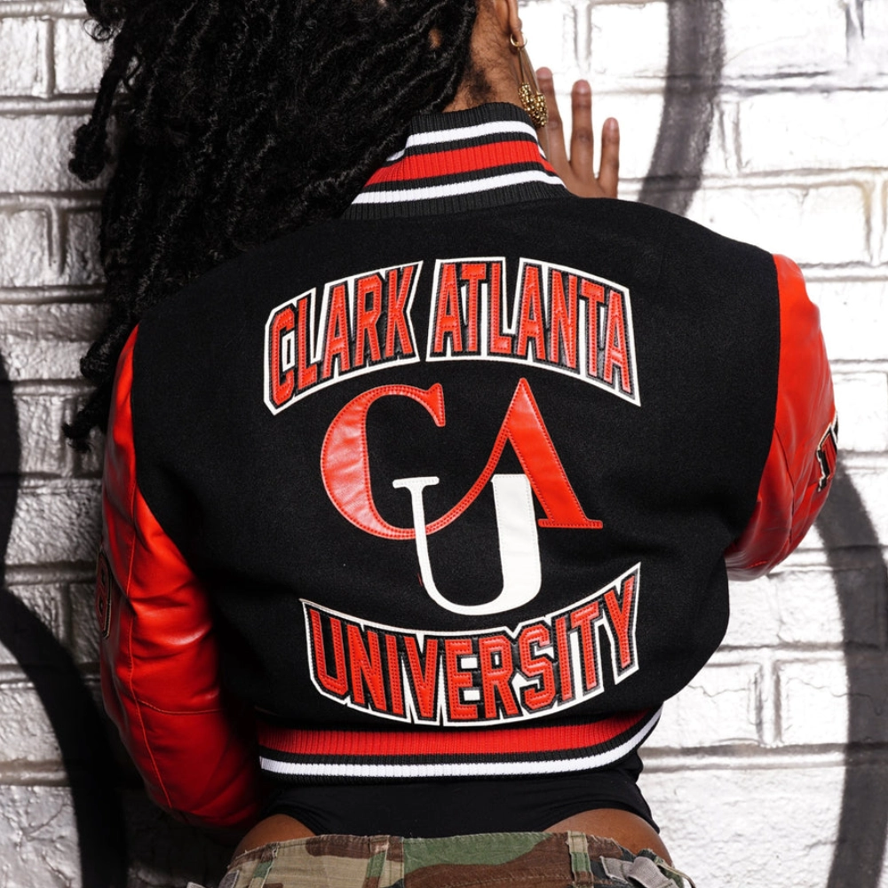 Clark atlanta panthers womens remix wool leather jacket
