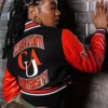 Clark atlanta panthers womens remix wool leather red varsity jacket