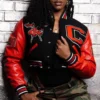 Clark atlanta panthers womens remix wool leather varsity jacket