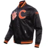 Clemson tigers classic rib knitted black satin varsity jacket