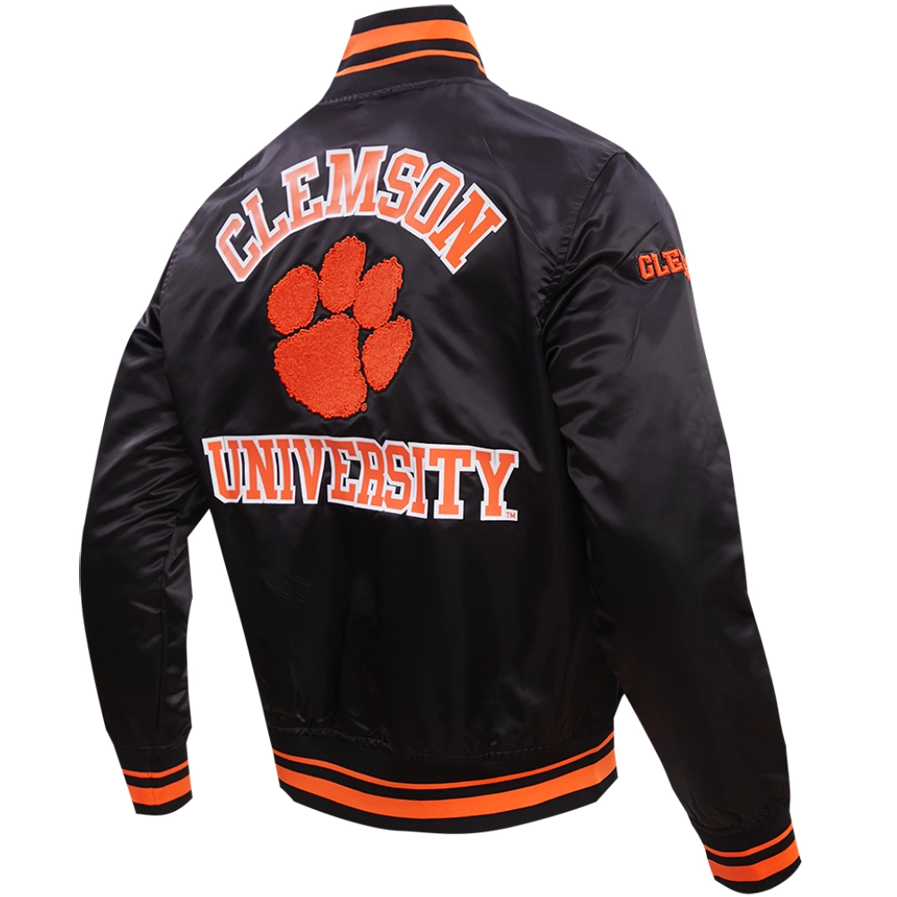 Clemson tigers classic rib knitted satin black jacket