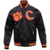 Clemson tigers classic rib knitted satin varsity black jacket
