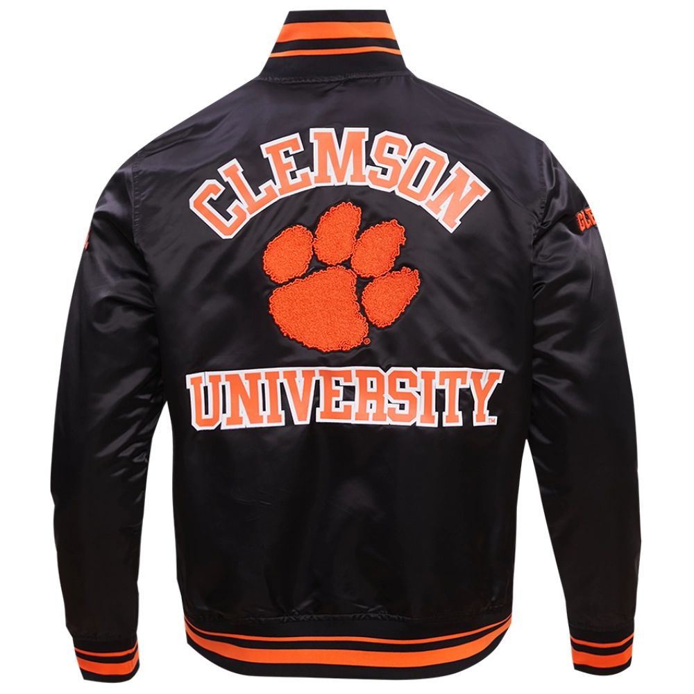 Clemson tigers classic rib knitted satin varsity jacket