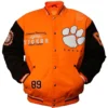 Clemson tigers full snap letterman varsity jacket orange black
