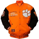 Clemson Tigers Letterman Orange Polyester Jacket