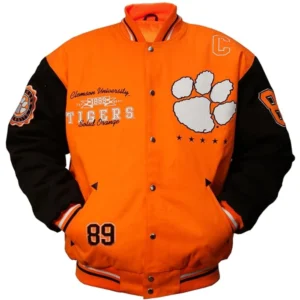 Clemson tigers full snap letterman varsity jacket orange black