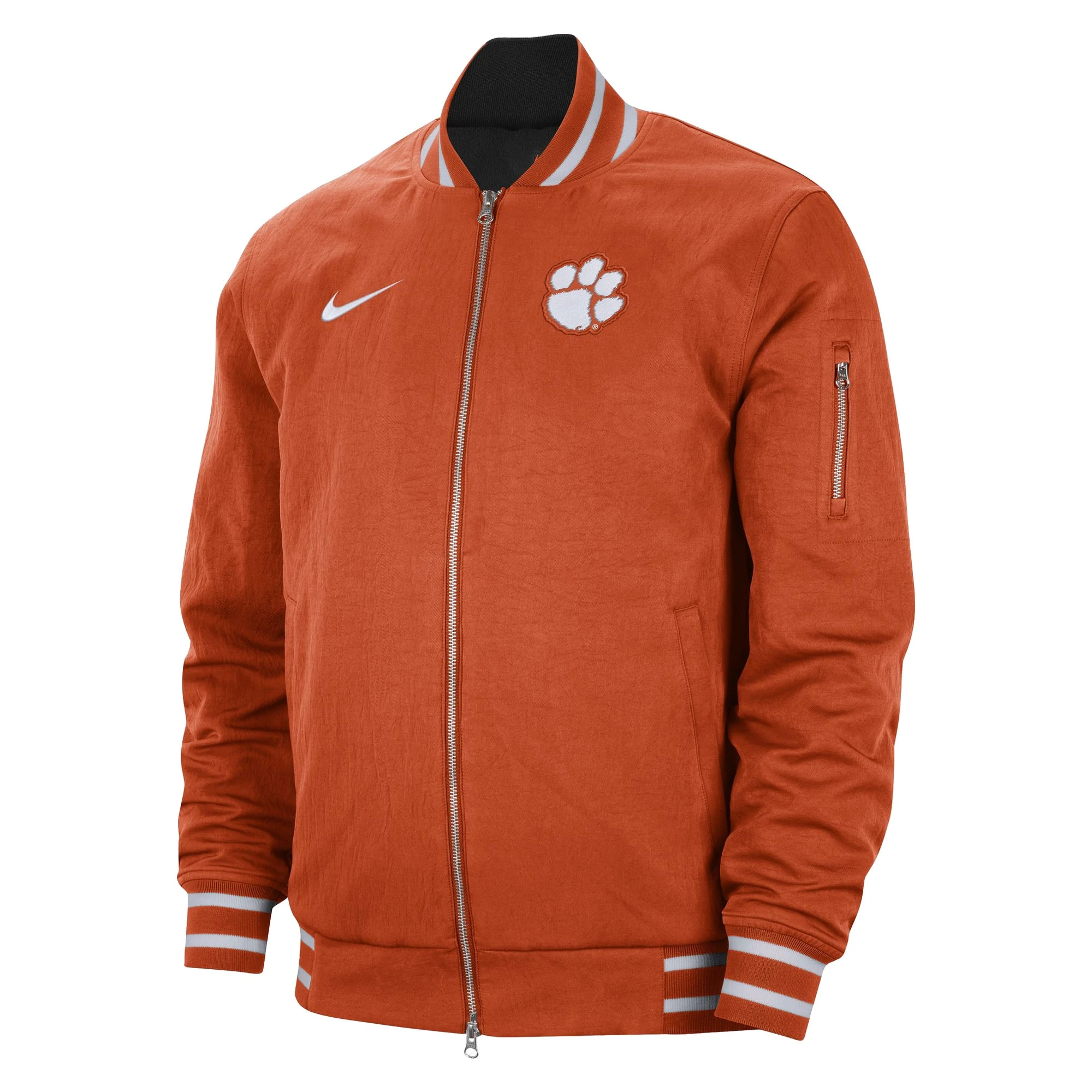 Clemson tigers full zip polyester varsity bomber jacket