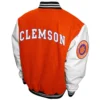 Clemson tigers graduate full snap wool leather jacket