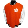 Clemson tigers graduate full snap wool leather varsity jacket