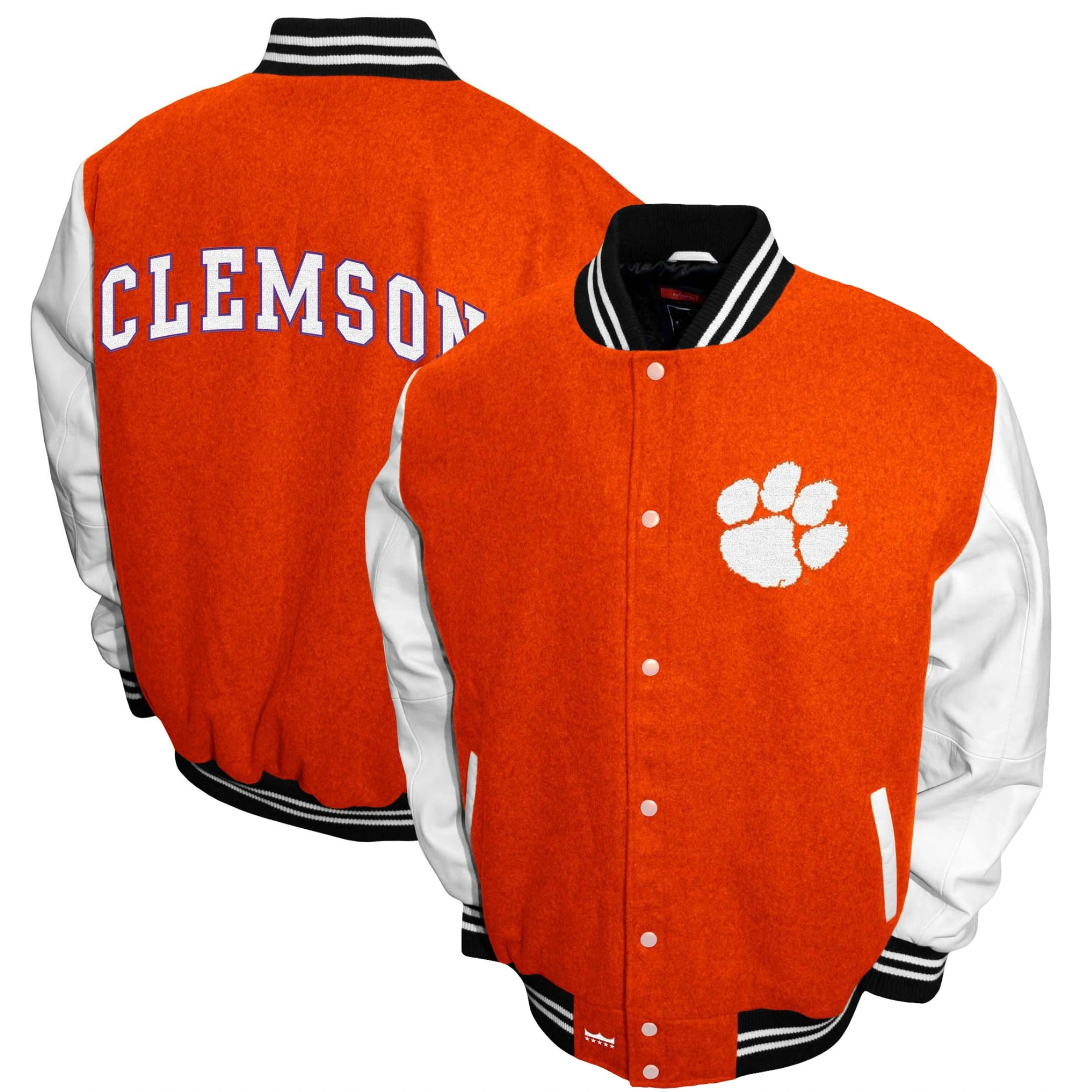 Clemson tigers graduate full snap wool varsity jacket