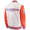 Clemson tigers starter white the legend full snap satin varsity jacket