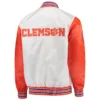 Clemson tigers starter whiteorange the legend full snap satin jacket