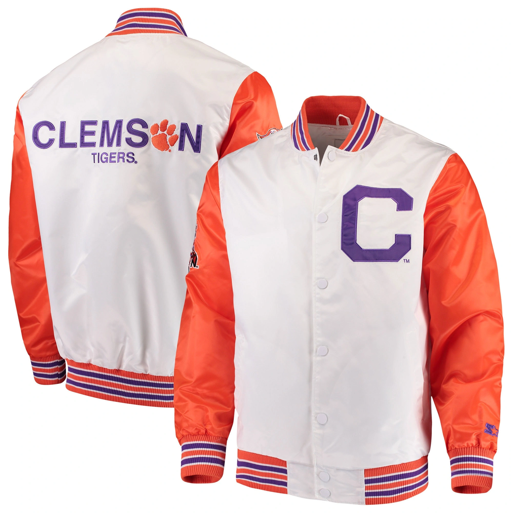 Clemson tigers starter whiteorange the legend varsity jacket