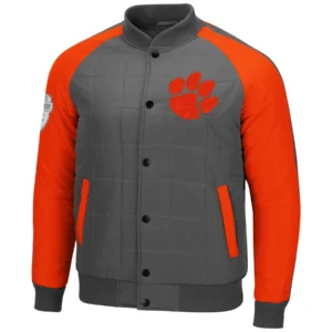 Clemson tigersorange vintage clemson tigers 1940s bomber full snap polyester varsity jacket