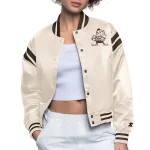 Cleveland Browns Full Count Cream Satin Jacket
