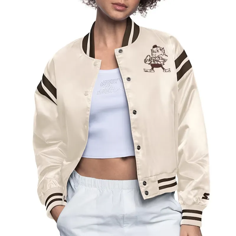 Cleveland browns full count cream jacket