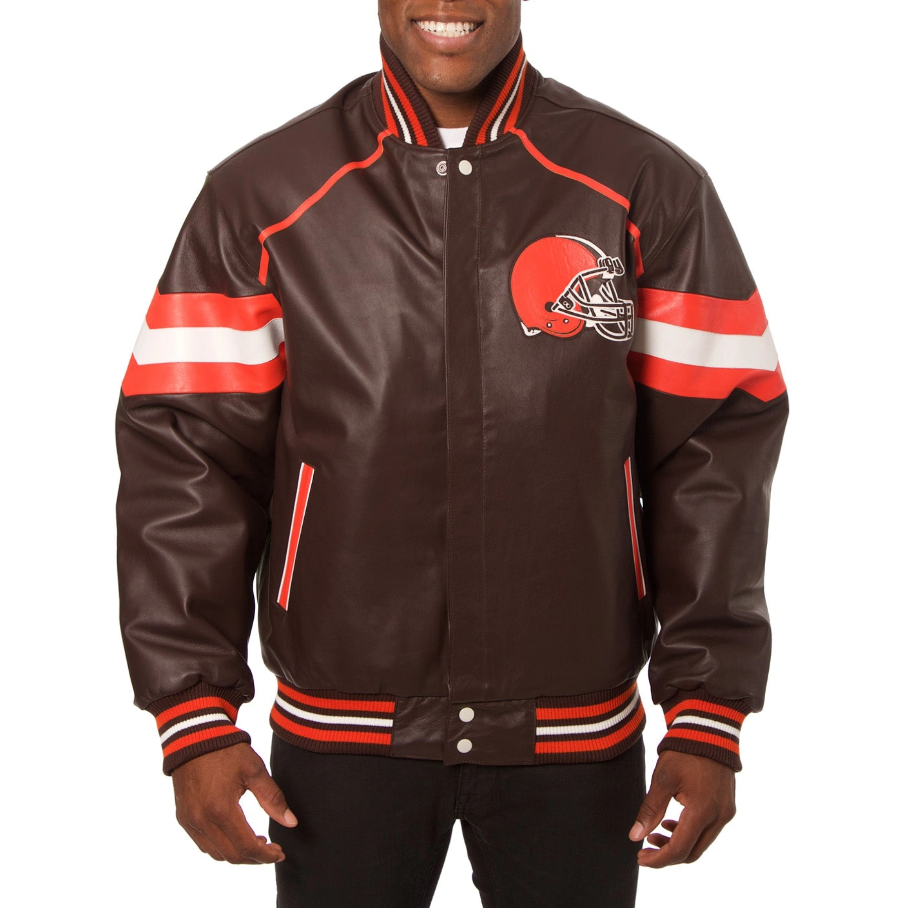 Cleveland browns full real leather varsity jacket brown 1