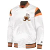 Cleveland browns full snap satin varsity jacket white 1