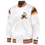 Cleveland Browns Full-Snap White Satin Jacket