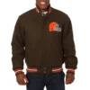 Cleveland browns handmade wool varsity jacket brown 1