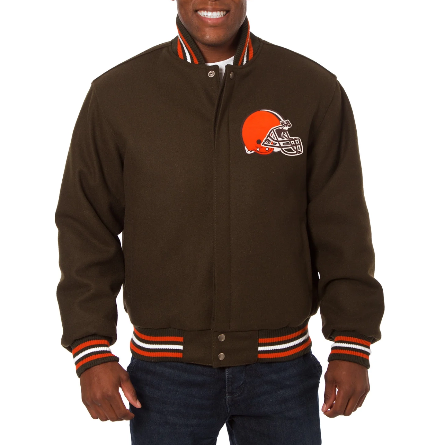 Cleveland browns handmade wool varsity jacket brown 1