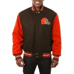Cleveland Browns Two Tone Brown/Orange Wool Jacket
