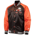 Cleveland Browns Lead Off Brown/Orange Satin Jacket