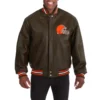 Cleveland browns leather varsity jacket brown 1