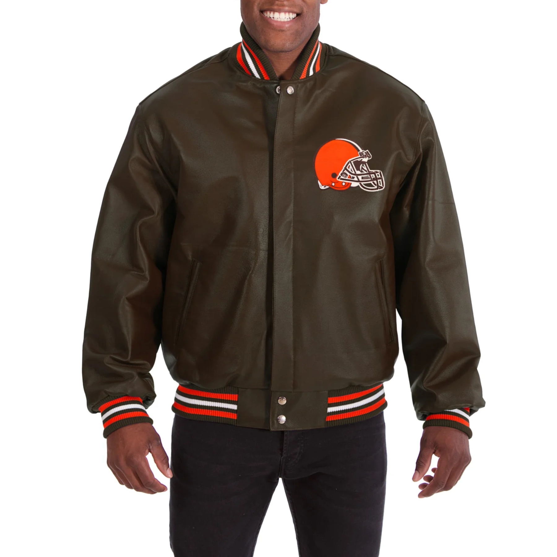 Cleveland browns leather varsity jacket brown 1