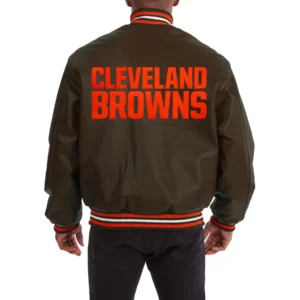 Cleveland browns leather varsity jacket brown 2