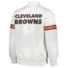 Cleveland browns power forward full snap satin varsity jacket white