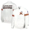Cleveland browns power forward full snap satin varsity jacket white 2
