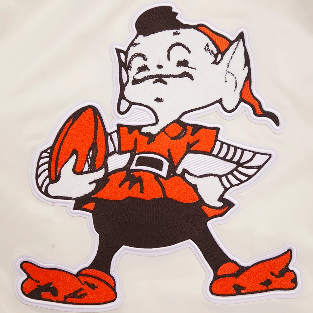 Cleveland browns retro classic full snap satin varsity jacket white 2