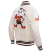 Cleveland browns retro classic full snap satin varsity jacket white 3