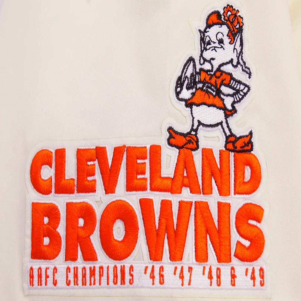 Cleveland browns retro classic full snap satin varsity jacket white