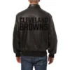 Cleveland browns tonal full leather bomber jacket black 2