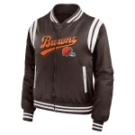 Cleveland Browns Women's Full-Zip Brown Satin Jacket