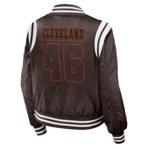 Cleveland browns womens full zip bomber varsity jacket brown 2 1